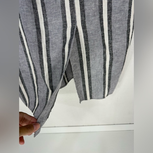 ASOS linen blend stripe tux midi dress black white size 16 - Picture 8 of 12